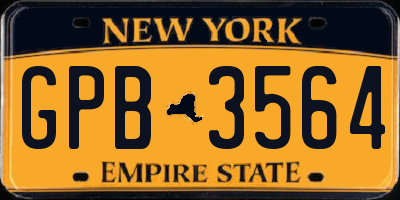 NY license plate GPB3564