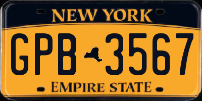 NY license plate GPB3567
