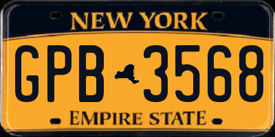 NY license plate GPB3568
