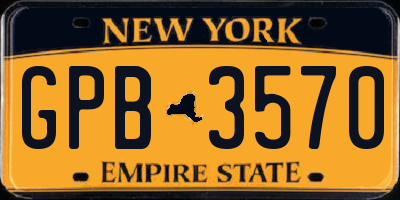 NY license plate GPB3570