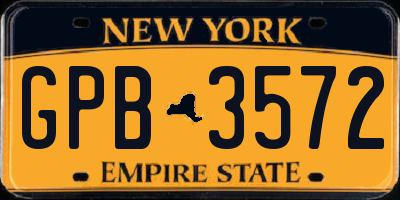NY license plate GPB3572