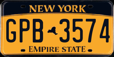NY license plate GPB3574