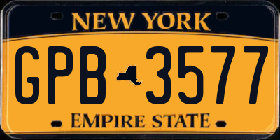 NY license plate GPB3577