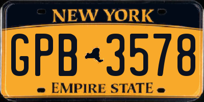 NY license plate GPB3578