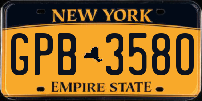 NY license plate GPB3580