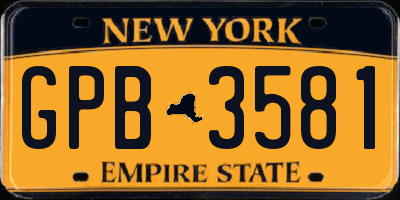 NY license plate GPB3581