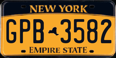 NY license plate GPB3582