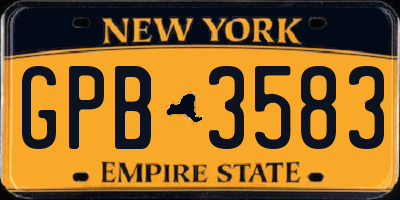 NY license plate GPB3583