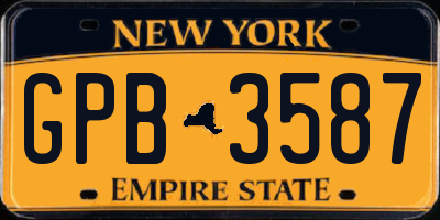 NY license plate GPB3587