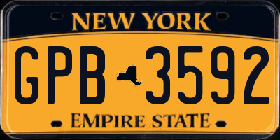 NY license plate GPB3592
