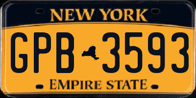 NY license plate GPB3593