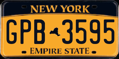 NY license plate GPB3595
