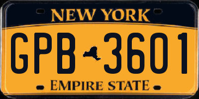 NY license plate GPB3601