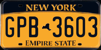NY license plate GPB3603