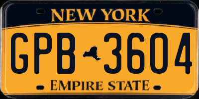 NY license plate GPB3604