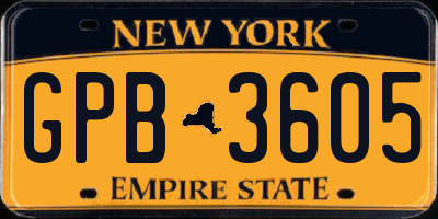 NY license plate GPB3605