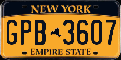 NY license plate GPB3607