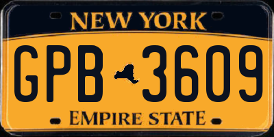 NY license plate GPB3609
