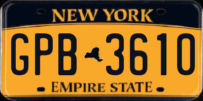 NY license plate GPB3610