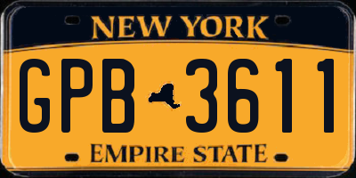 NY license plate GPB3611
