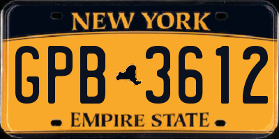 NY license plate GPB3612