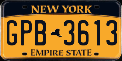 NY license plate GPB3613
