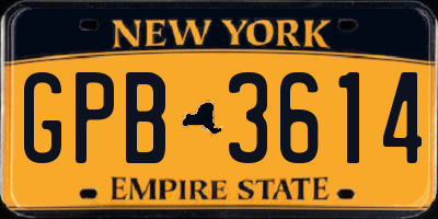 NY license plate GPB3614