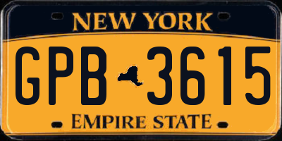 NY license plate GPB3615
