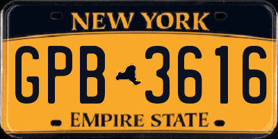 NY license plate GPB3616