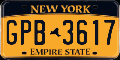 NY license plate GPB3617