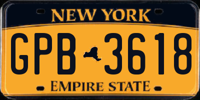 NY license plate GPB3618