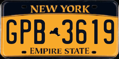NY license plate GPB3619