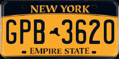 NY license plate GPB3620