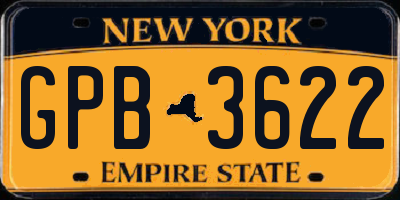 NY license plate GPB3622