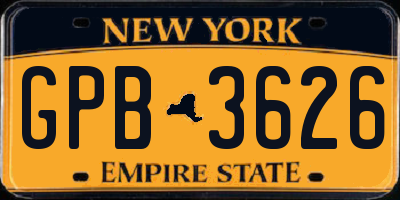 NY license plate GPB3626