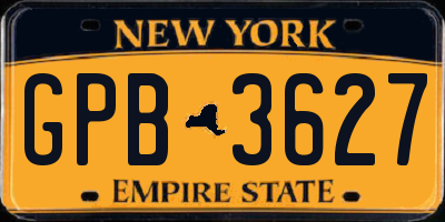 NY license plate GPB3627