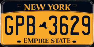 NY license plate GPB3629