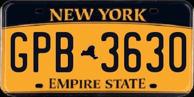 NY license plate GPB3630