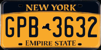 NY license plate GPB3632