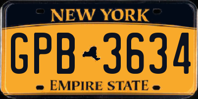 NY license plate GPB3634