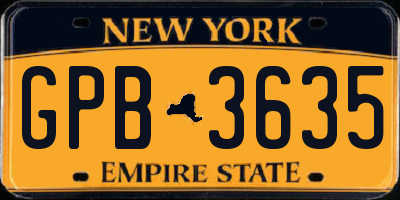 NY license plate GPB3635