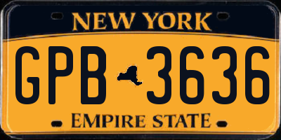 NY license plate GPB3636