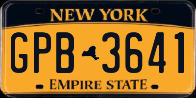 NY license plate GPB3641
