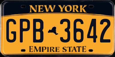 NY license plate GPB3642