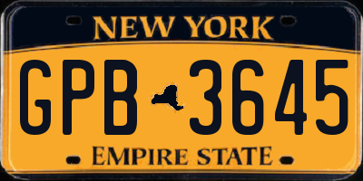 NY license plate GPB3645