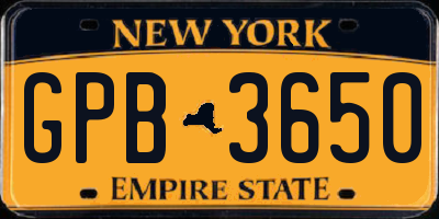 NY license plate GPB3650