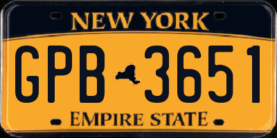 NY license plate GPB3651