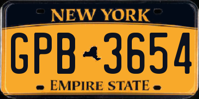 NY license plate GPB3654