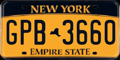 NY license plate GPB3660