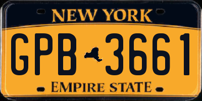 NY license plate GPB3661
